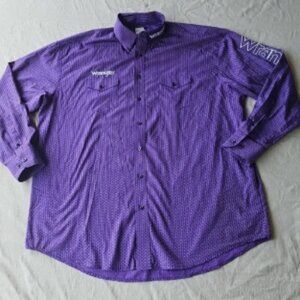 Wrangler‎ Shirt Men's 2XLT Purple Logo Spellout Geometric Western Cowboy MP2351M